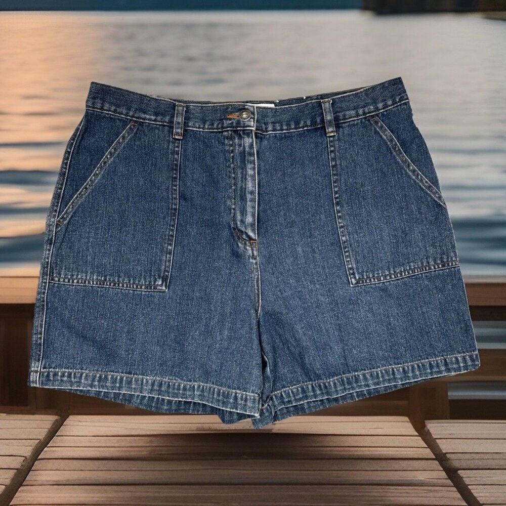 Sonoma High Rise Cotton Shorts 14 (W33 Inseam 4.5) Dark Wash Blue Denim Womens